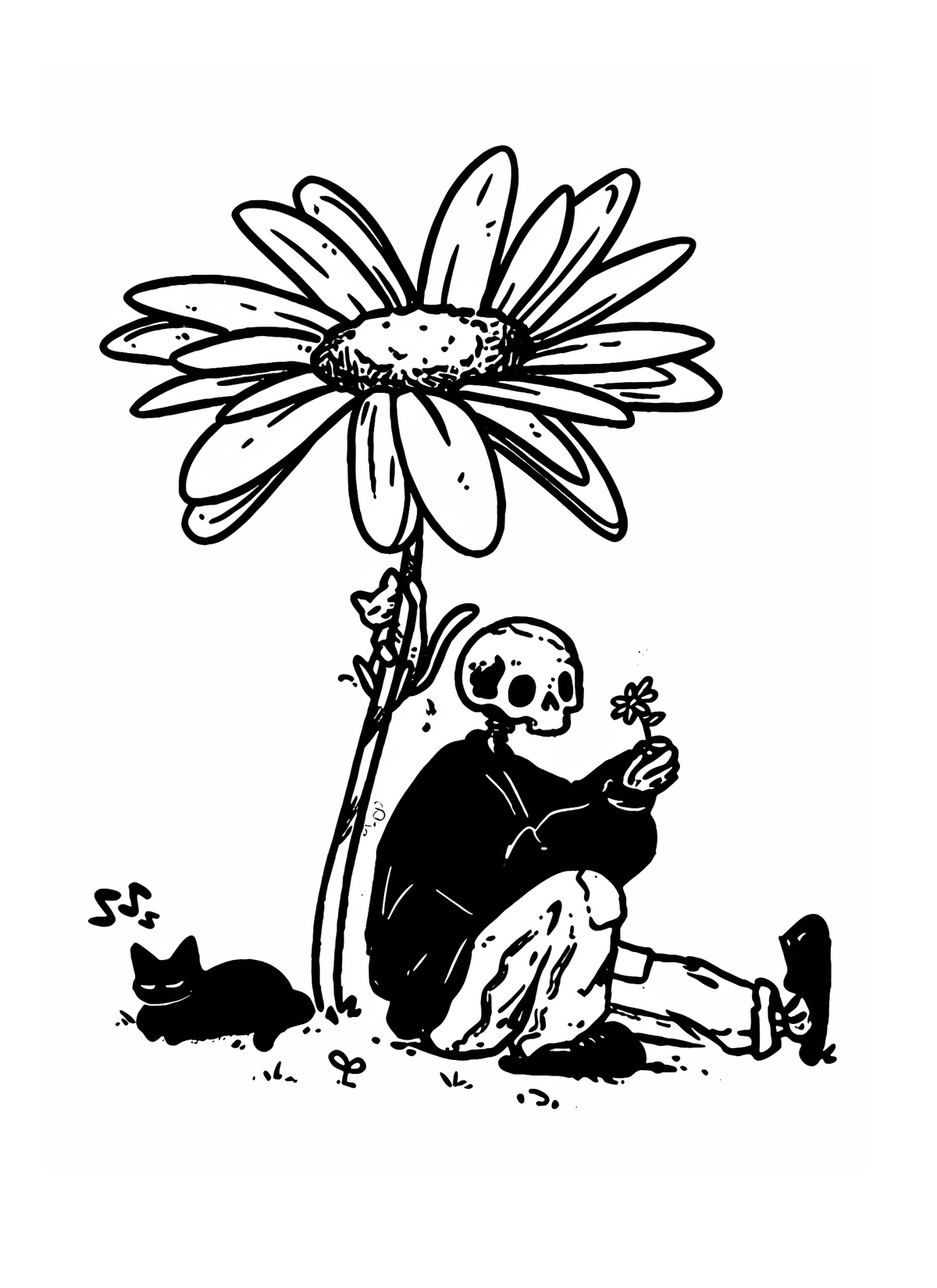 Skeleton With Daisy