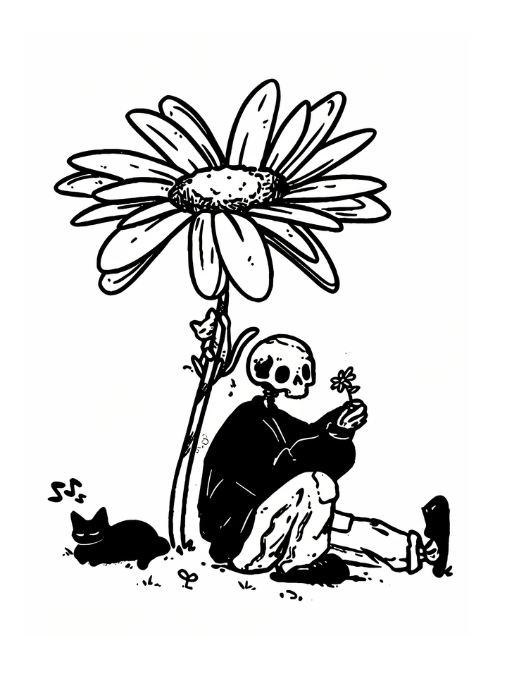 Skeleton With Daisy