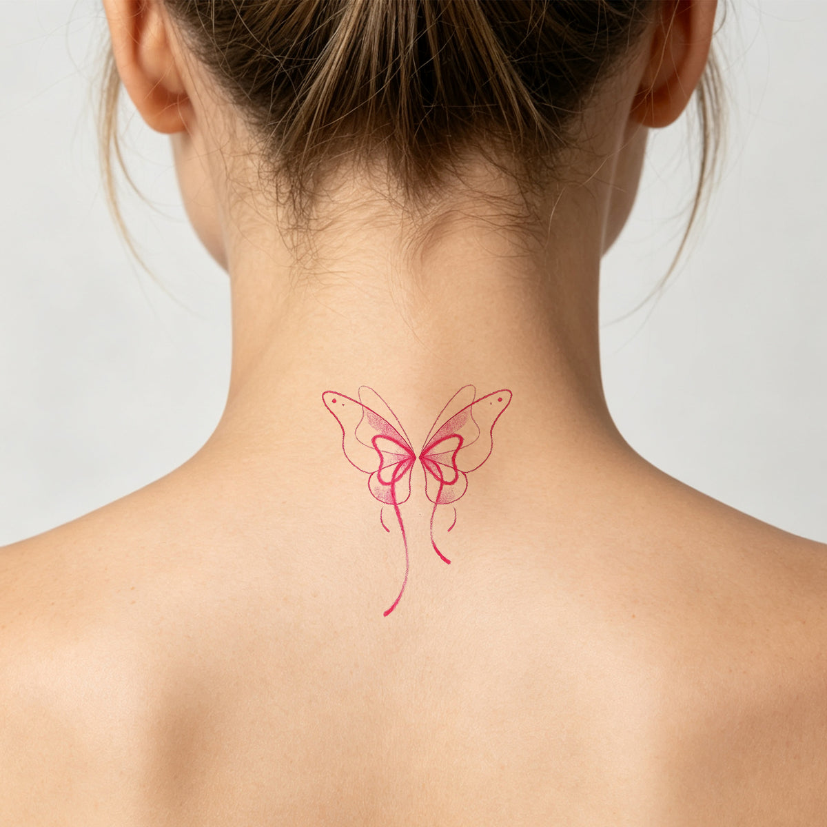 Pink Line Art Butterfly