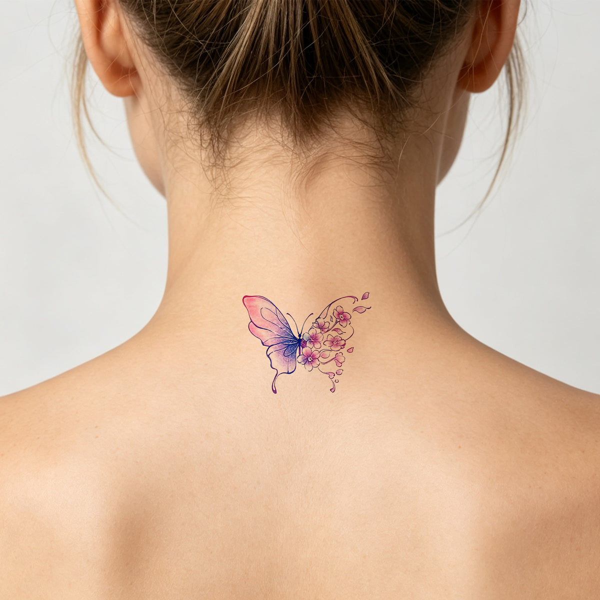 Pink Purple Gradient Floral Butterfly