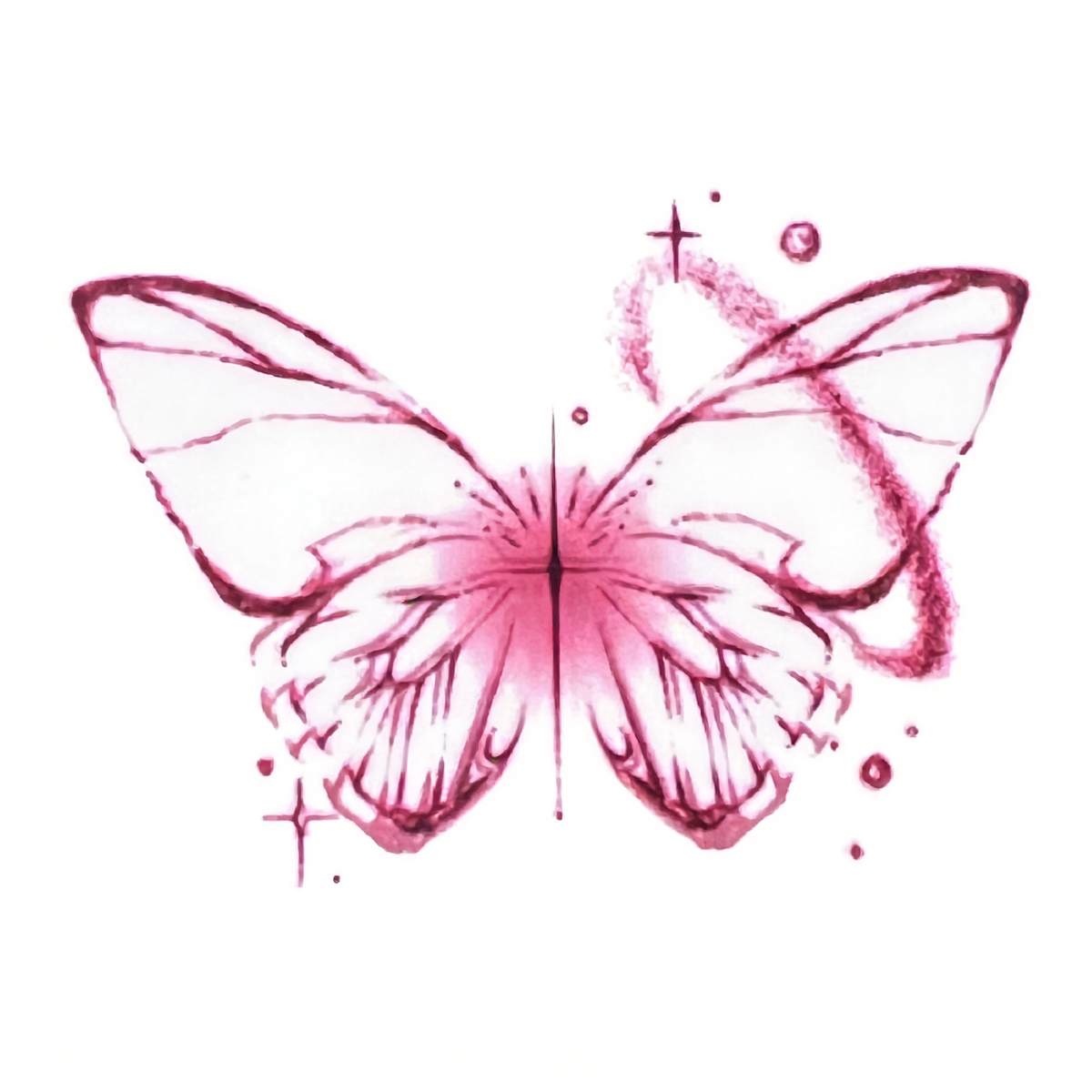 Soft Pink Ink Wash Butterfly Mini