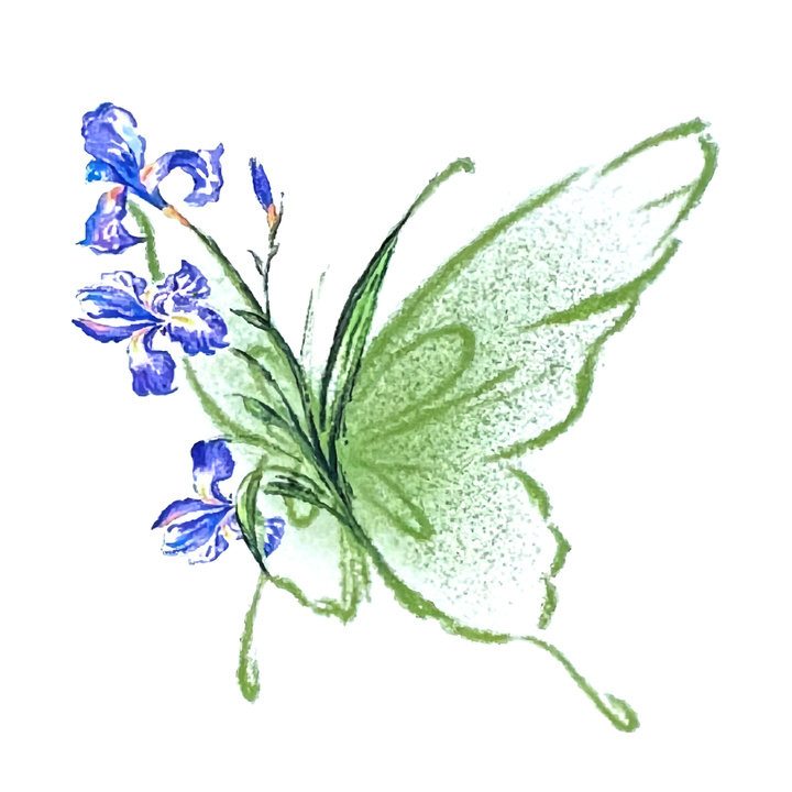 Watercolour Iris Floral Butterfly
